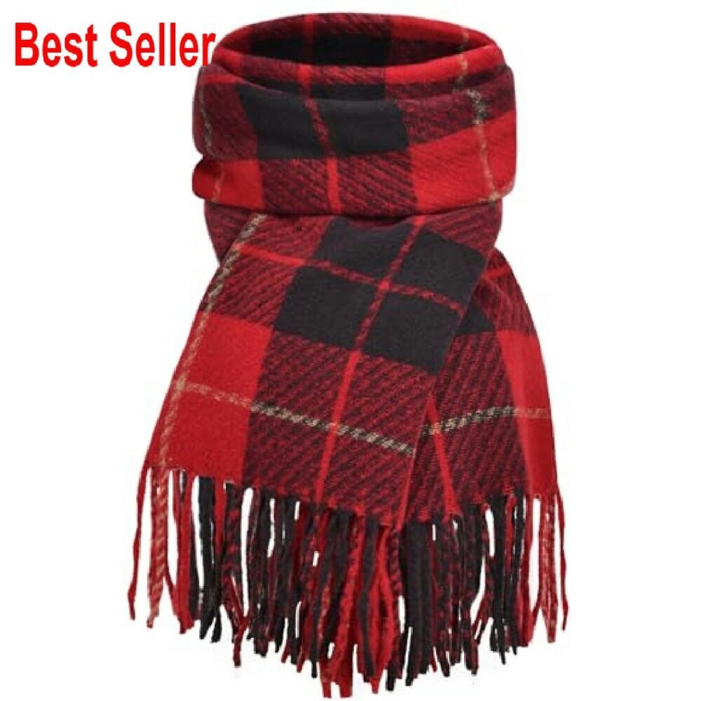 Oversized Cashmere Feel Plaid Scarf Shawl Wrap Blanket Winter Fall Elegant